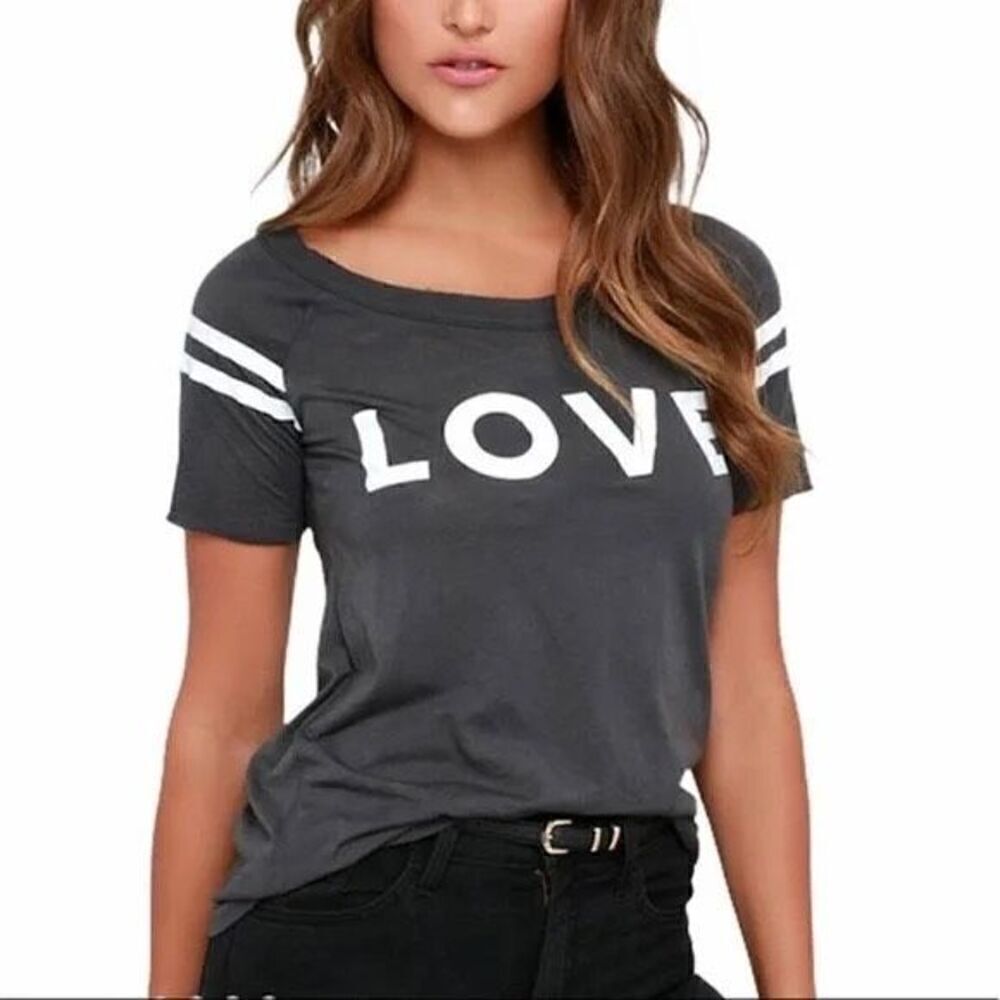 Chaser Burnout Graphic Tee “love” with Cutout Back NEW